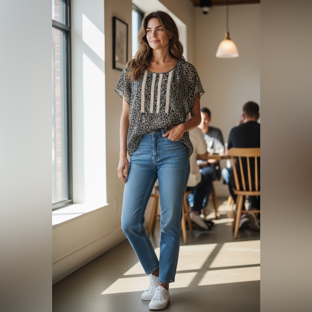 a.n.a Sheer and Lace Top